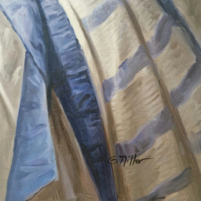 Late 20th Century Mid-20th Century Signed G. Miller - Portrait of a Lady in a Garden, Oil on Canvas For Sale - Image 5 of 5