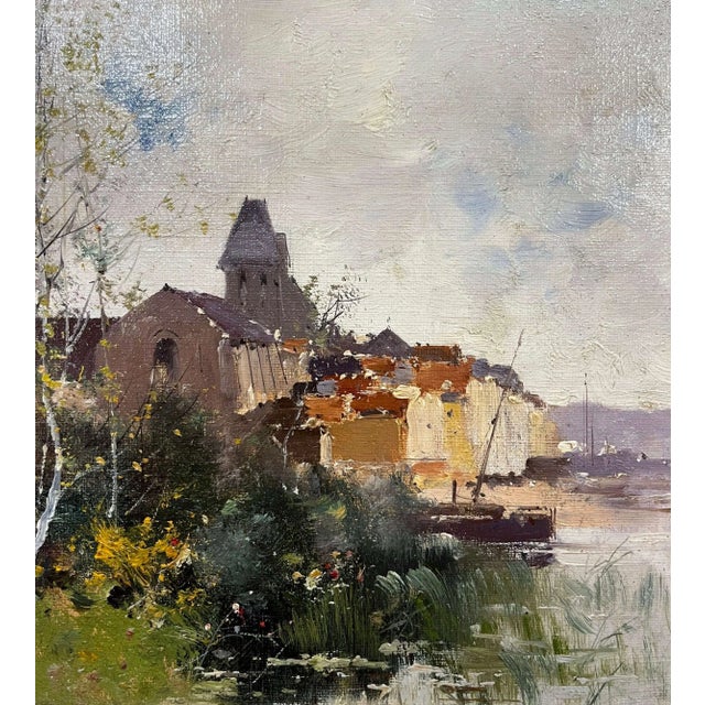 Late 19th Century 19th C. French River Landscape Painting Signed J. Lievin for E. Galien-Laloue For Sale - Image 5 of 12
