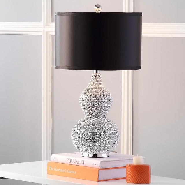 24.5 Inch H Bead Base Table Lamp in Silver - a Pair For Sale - Image 4 of 7