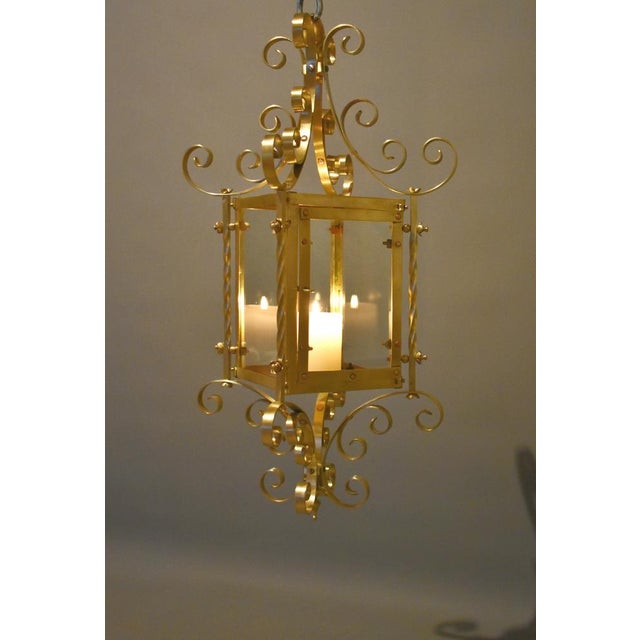 Large French Brass Lantern, 1920s For Sale - Image 6 of 18
