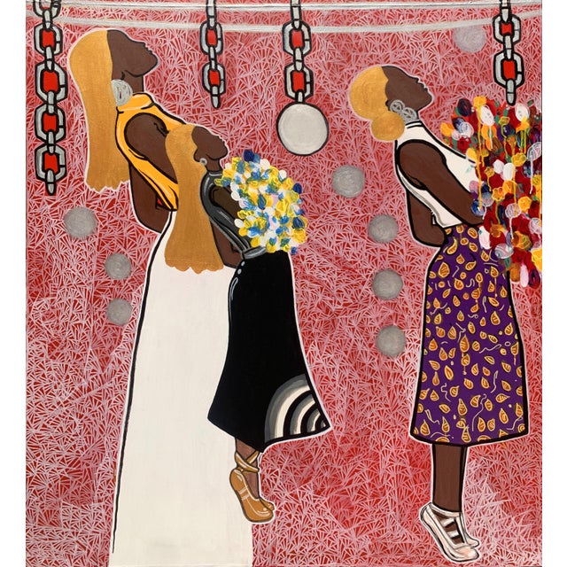 "Carrying Light, Carrying Memory", Acrylic on Canvas Painting by Janet Adegoke For Sale