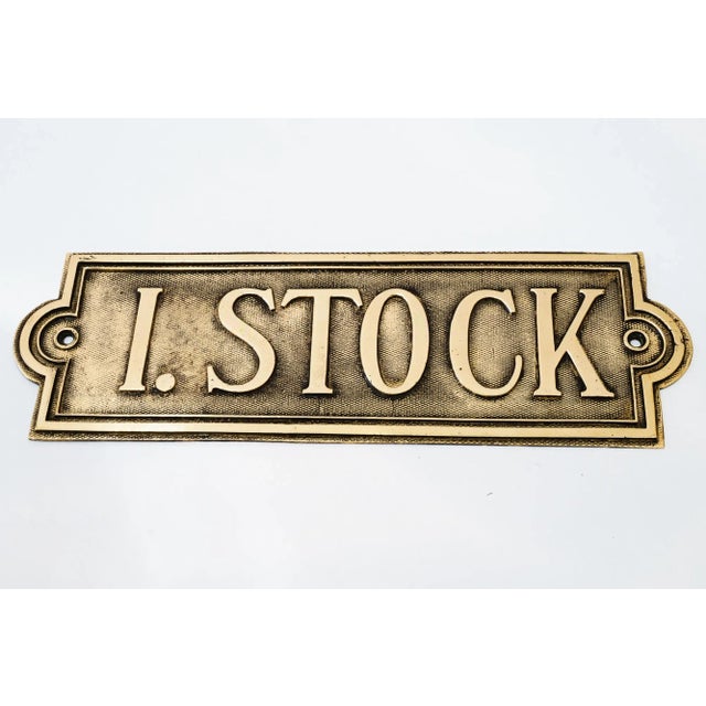 Art Deco 1st floor sign vienna around 1920s Brass polished and stove enameled