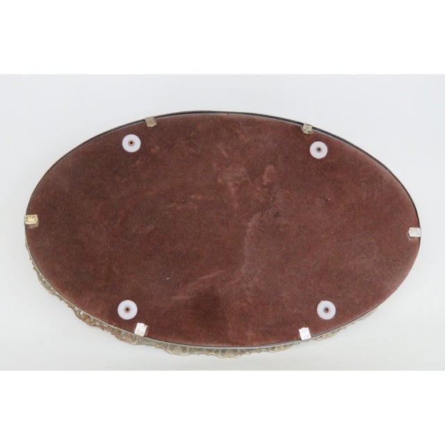 Oval Vanity Mirror Tray Filigree Gilded Raised Metal Frame Dresser Display 4524b For Sale In Miami - Image 6 of 14