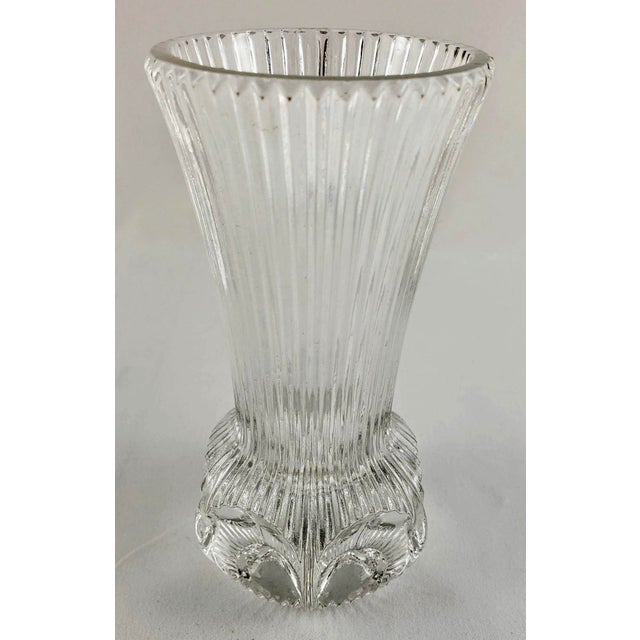 Fostoria Crystal Ribbed Bud Vase With Thumbprint Base For Sale - Image 10 of 11