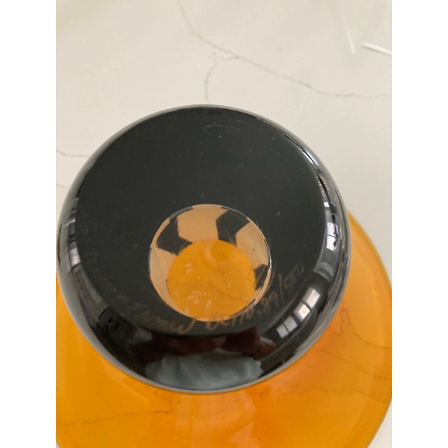 2000 - 2009 Correia Art Glass and Black Cameo Style Bamboo Vase Limited Edition For Sale - Image 5 of 6