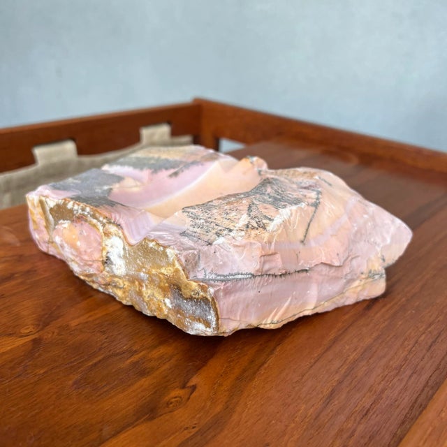 1970s Italian Organic Modern Pink Marble Onyx Ashtray For Sale - Image 10 of 11