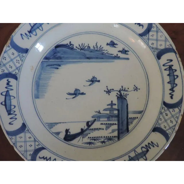18th Century 18th Century Dutch Delft Charger Platter Decorated in Blue and White For Sale - Image 5 of 10