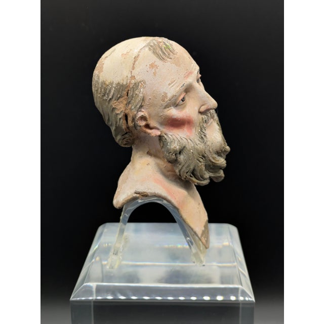 Glass Late 18th Century Neapolitan Glass-Eyed Santon Head For Sale - Image 7 of 12