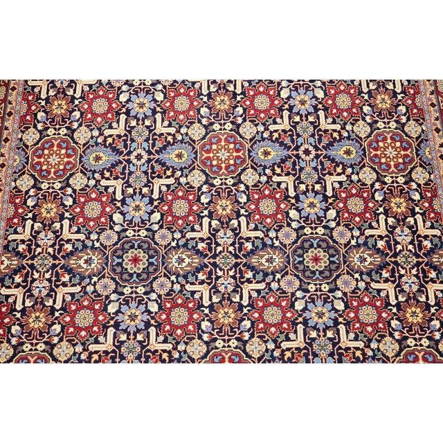 Vintage Persian Tabriz Afshan Rug, Hand-Knotted Wool, Allover Geometric Caucasian Kuba Pattern, Navy & Red, 7x10 For Sale - Image 4 of 18