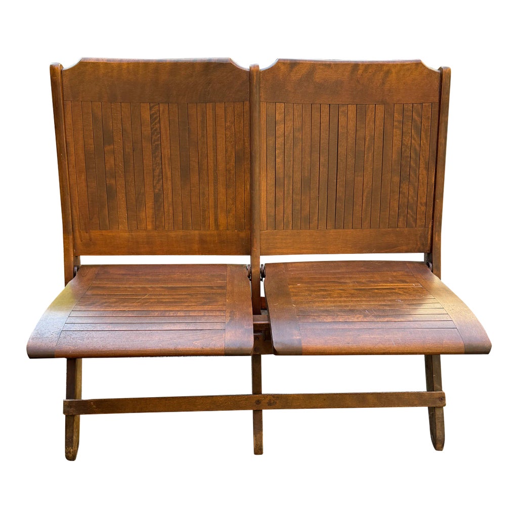Early 20th Century Folding Double Stadium or Theater Seats | Chairish