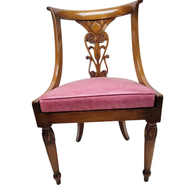 1920s Regency Mahogany Dining Chairs Set of 4 Rose Upholstered Seats For Sale - Image 16 of 18