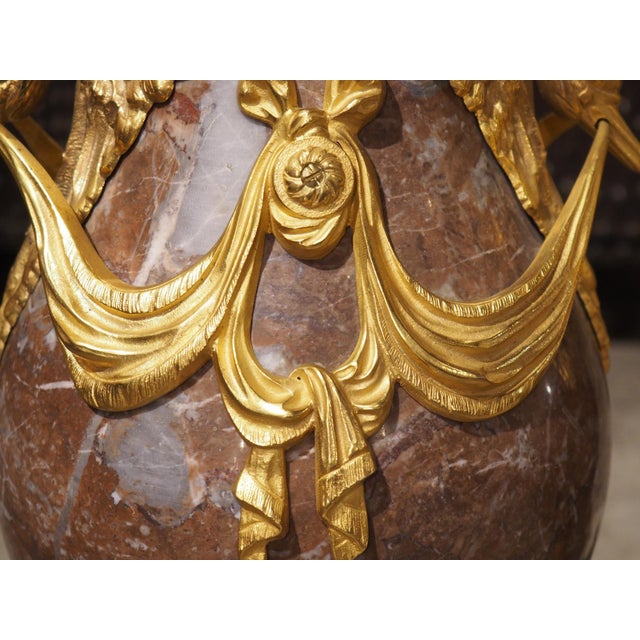 Late 19th Century Pair of Circa 1885 Louis XVI Style French Gilt Bronze Mounted Marble Cassolettes For Sale - Image 5 of 18