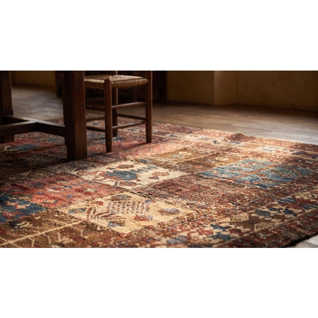 1920s Multicolor Garden Geometric Antique Persian Bakhtiari Carpet 6'9'' X 9'' Knotted Wool Rug For Sale - Image 10 of 12