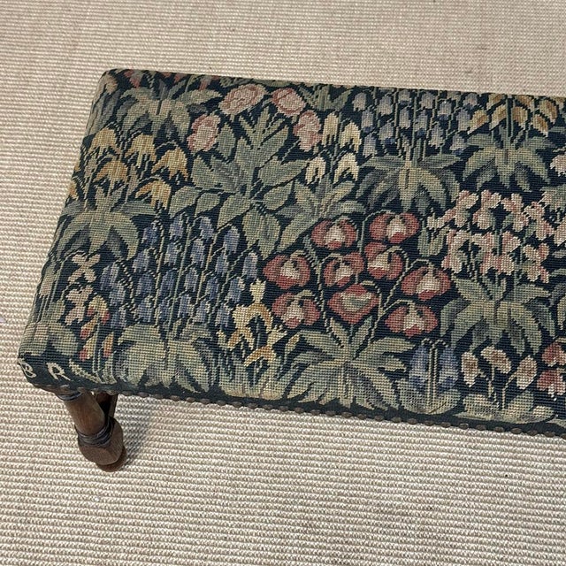 Antique Renaissance Revival Floral Needlepoint Tapestry Bench For Sale - Image 18 of 18