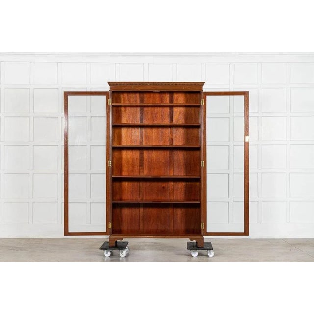 circa 1900 English Mahogany Glazed Bookcase sku 2075 (The key is just to open door/does not lock) W112 x D34 x H190.5 cm...