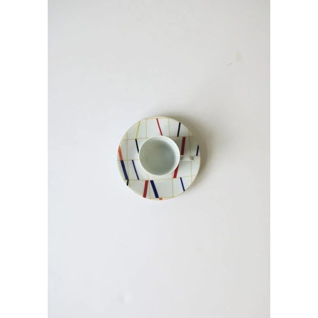 Ceramic French Porcelain Espresso Coffee or Tea Demitasse Cup Saucer with Abstract Design For Sale - Image 7 of 10