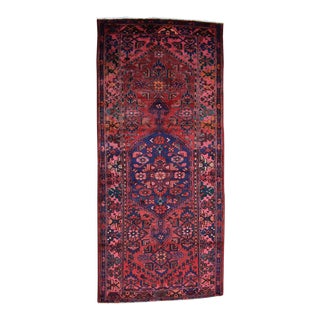 Vintage 1940s Persian Geometric Kurdish Juff Handwoven Wool Rug - 3'9" X8'4" For Sale