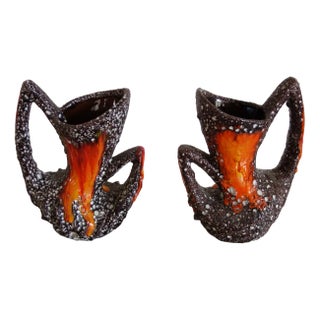 Fat Lava Vase from Vallauris, France, 1950s, Set of 2 For Sale