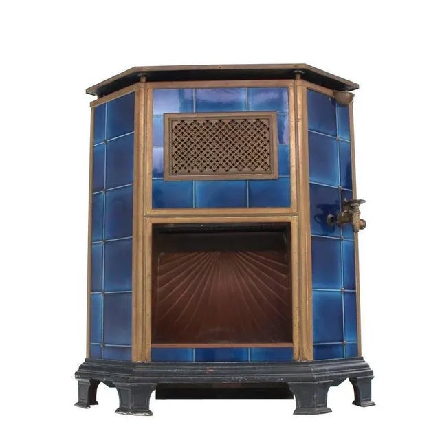 Metal Vintage Mid Century Austrian Corner Gas Fireplace For Sale - Image 7 of 10