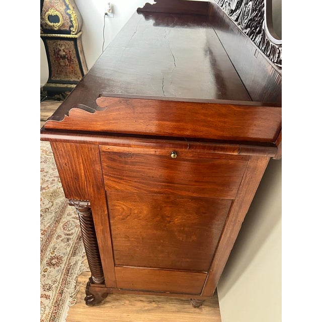 Wood Antique American Empire Mahogany With Rosewood Edge Banding Sideboard Probably Philadelphia C. 1840 For Sale - Image 7 of 9