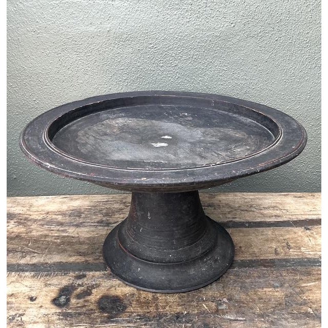 Mid-Century Modern Vintage Balinese Turned Wood Pedestal Bowl For Sale - Image 3 of 12