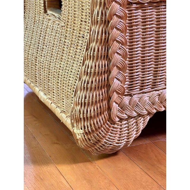 Braided Wicker Rattan Storage Chest, Trunk, 1980s For Sale - Image 10 of 12