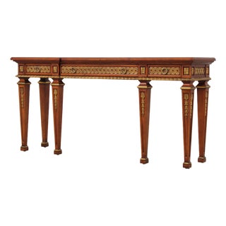 John Widdicomb Italian Inlaid Gold Gilt Console Table For Sale