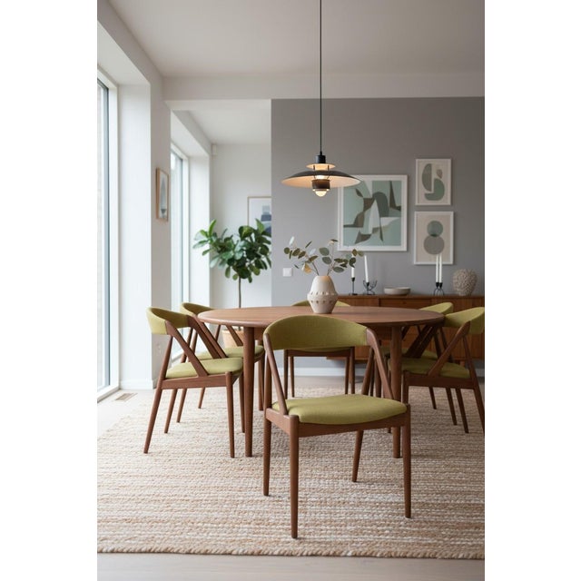 Model 31 Chairs in Teak and Wool Fabric by Kai Kristiansen for Schou Andersen, 1960s, Set of 4 For Sale - Image 6 of 17