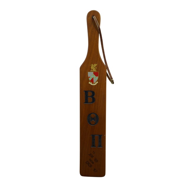 Vintage Beta Theta Pi fraternity paddles featuring the Greek letters BΘΠ and a Griffon / Dragon / crest. Alpha Chapter...
