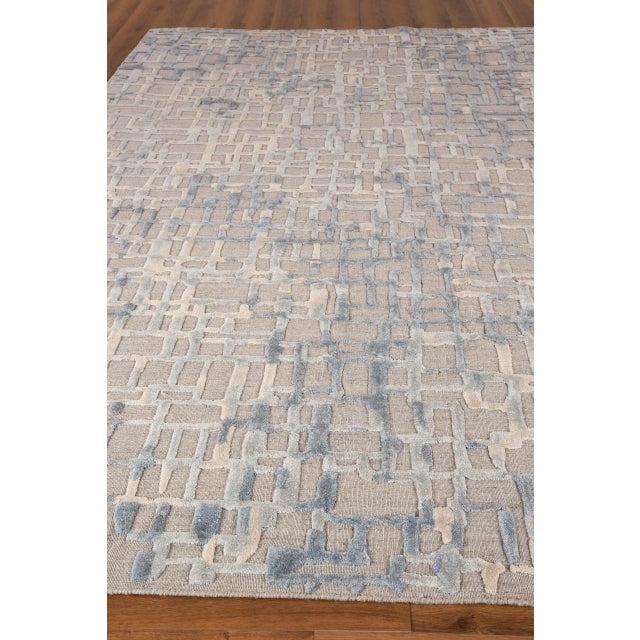 Transitional Exquisite Rugs Vista Handmade New Zealand Wool & Bamboo Silk Gray/Blue Rug-10'X14' For Sale - Image 3 of 7