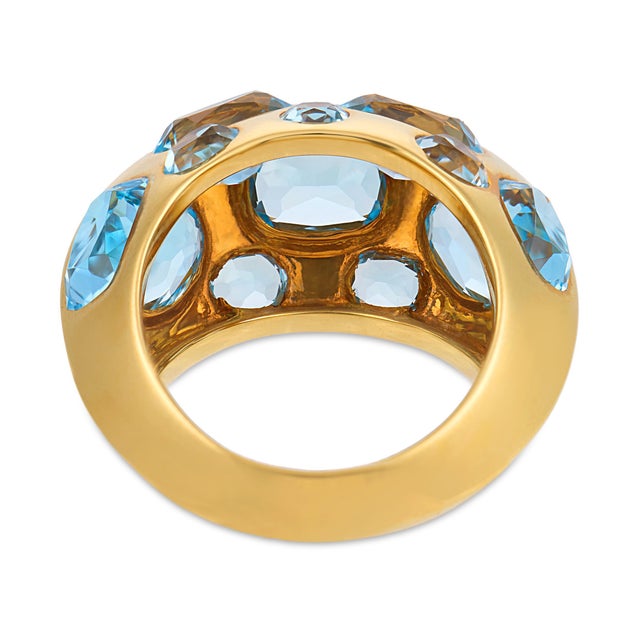 Mid 20th Century Seaman Schepps 13.00 Carat Blue Topaz 18k Yellow Gold Antibes Ring, Size 6.25 For Sale In Los Angeles - Image 6 of 7