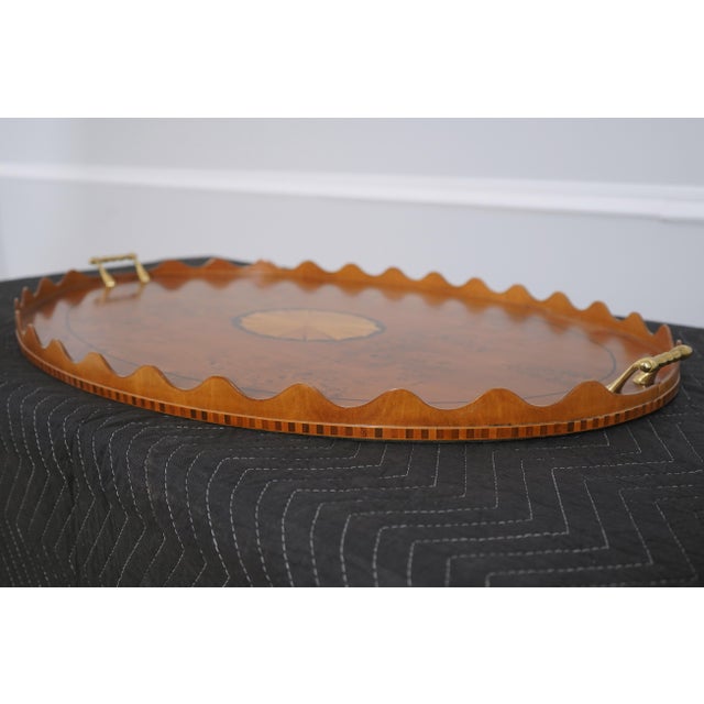 English Adam Style Birdseye Maple Top Scalloped Serving Tray For Sale - Image 3 of 9