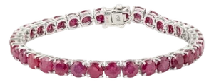 Antique 26.05 Ct Ruby Tennis Bracelet in Sterling Silver