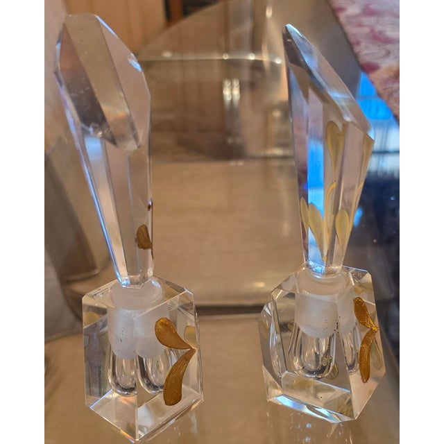 Very Rare, beautiful Gold Etched pair of large bottles that weigh 2 LB each and 8.5 inches tall. It may worth way above...