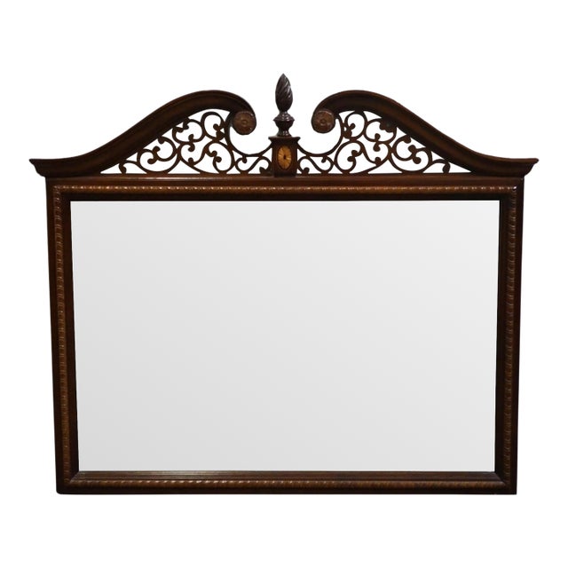 Stanley Furniture Stoneleigh Collection Solid Mahogany Traditional 452″ Pierced Pediment Mirror 387-13-33 For Sale