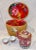 Chinoiserie Vintage Red Mun Shou Longevity Tea Set in Rattan Traveling Basket For Sale - Image 3 of 10