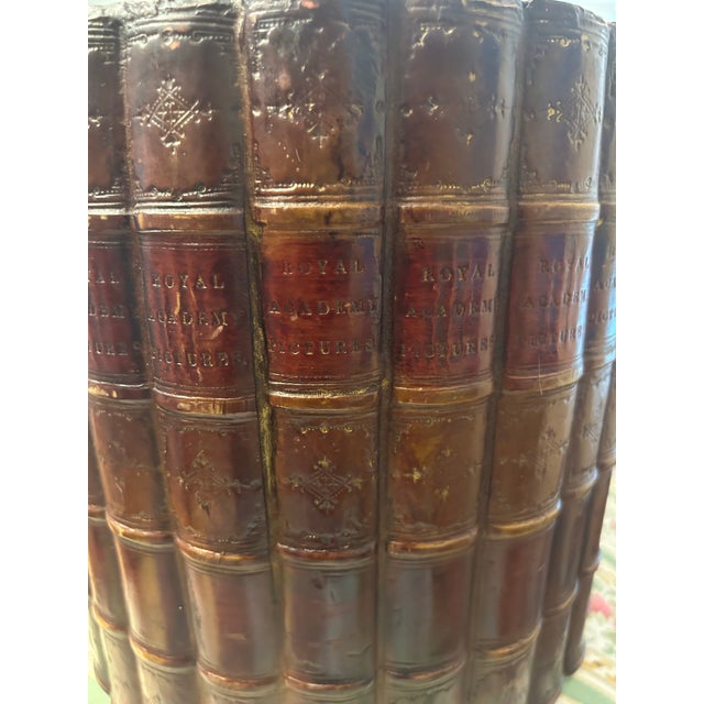 Maroon Mid 20th Century Trompe l'Oeil Book Spine Waste Basket For Sale - Image 8 of 10