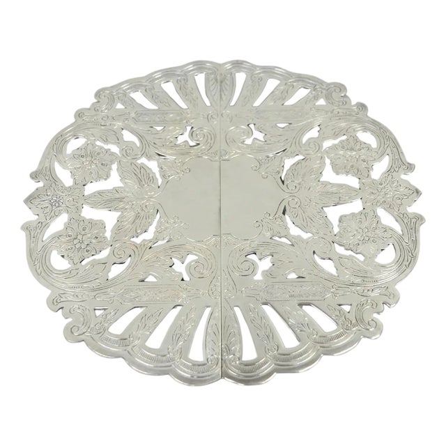 Vintage Wallace 7332 Victorian Style Silver Plated Expanding Pot Trivet (B) For Sale