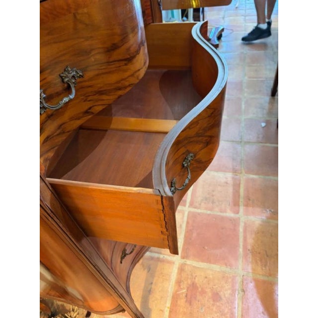 Tall 5 Drawer Antique Walnut American Chest of Drawers French Style. For Sale In West Palm - Image 6 of 7