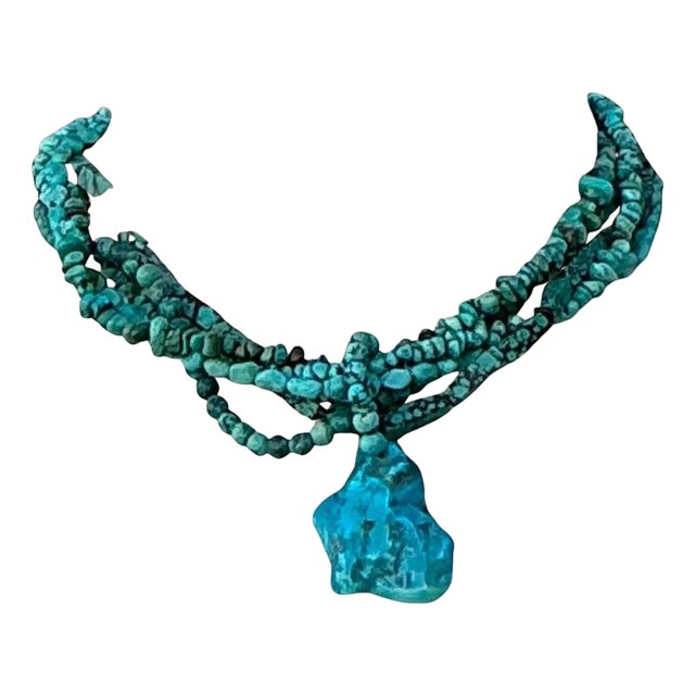 Vintage Turquoise Beaded Multi-Strand Necklace For Sale