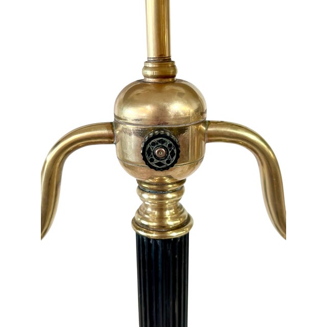 Vintage Black Tole and Brass Bouillote Lamp With Marble Base For Sale - Image 11 of 18