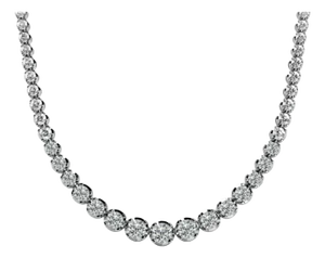 3 Carat Round Diamond Platinum Graduated Tennis Necklace