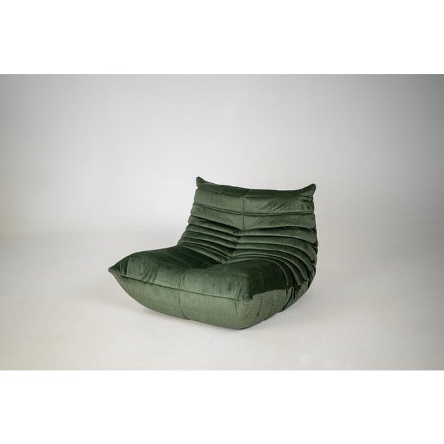 Set of Togo Lounge Chair and Ottoman in Moss Velvet by Michel Ducaroy for Ligne Roset, 1973 For Sale - Image 11 of 18