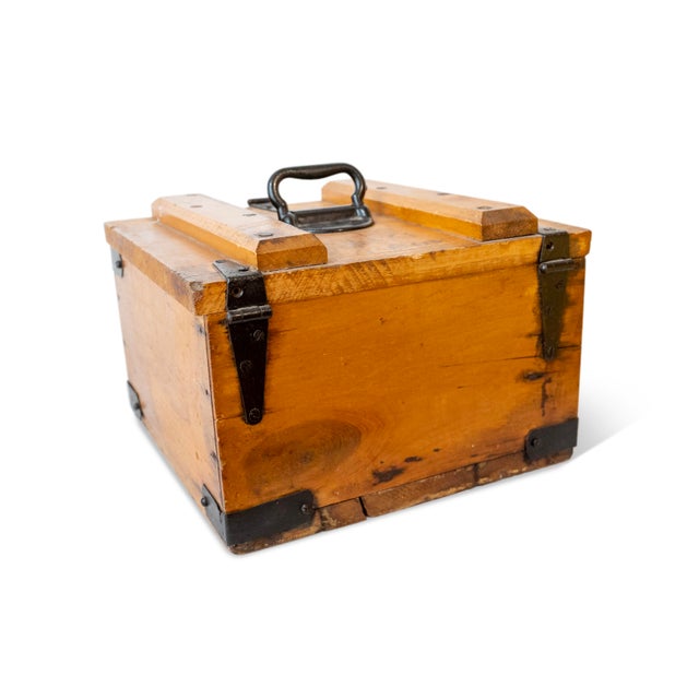 A rare antique wooden dairy transport box labeled “The Standard Print Butter Carrier.” Originally used in the early 1900s...