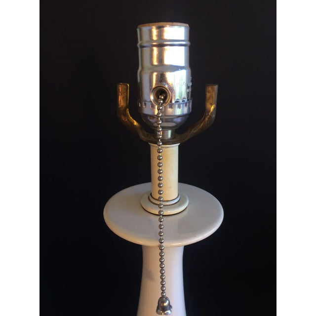 Mid-Century Modern Nickel Plate Base Porcelain Angular Top Table Lamp For Sale - Image 3 of 4