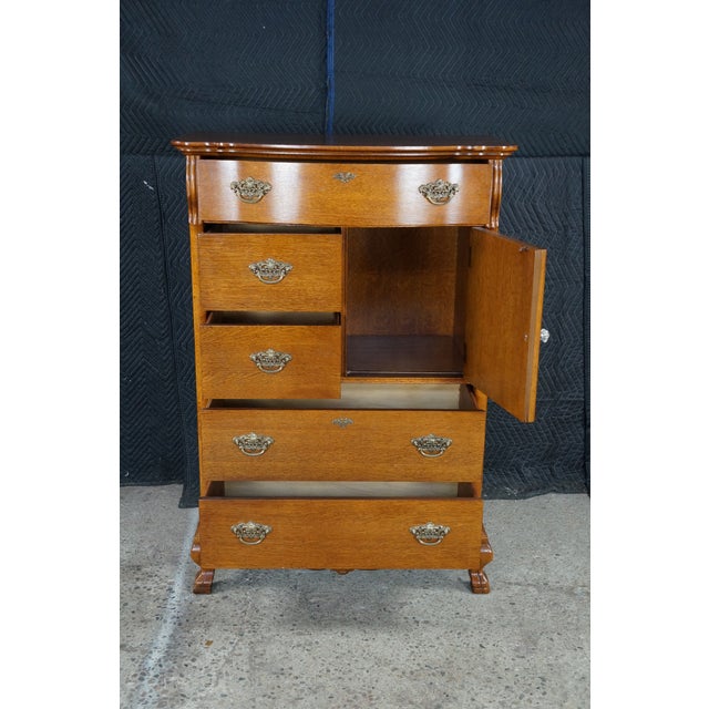 Brown 1990s Lexington Victorian Sampler Collection Oak 391-307 Door Chest Tall Dresser 52" For Sale - Image 8 of 18