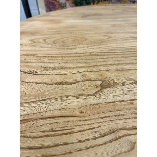 Contemporary Wabi-Sabi 43" Round Solid Mango Wood Pillar Dining or Foyer Table For Sale In Chicago - Image 6 of 6