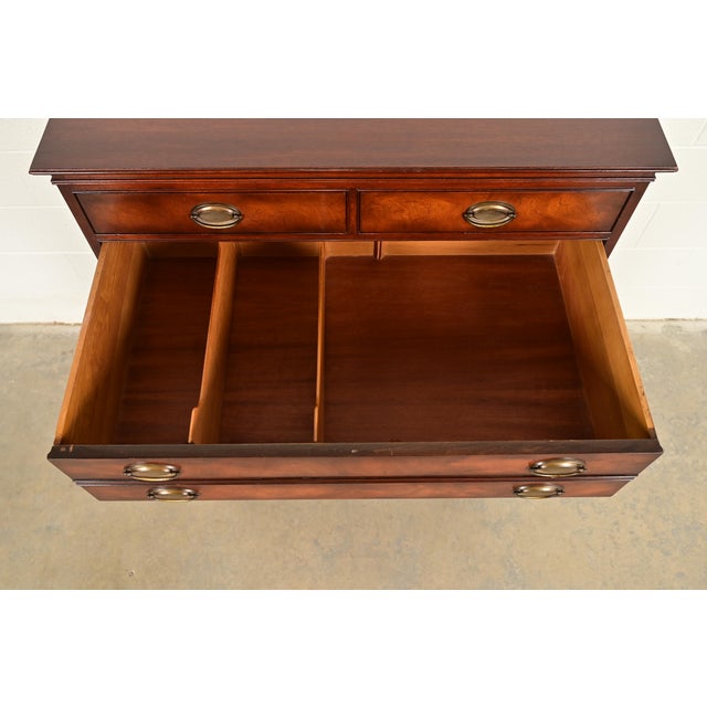 Wood Henredon Georgian Flame Mahogany Highboy Dresser, Circa 1950s For Sale - Image 7 of 16