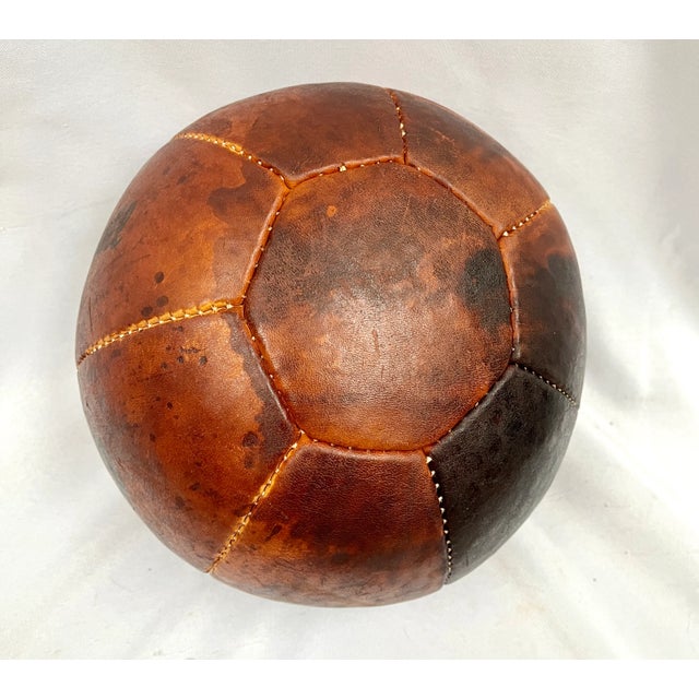 Animal Skin Vintage German Leather Medicine Ball For Sale - Image 7 of 9