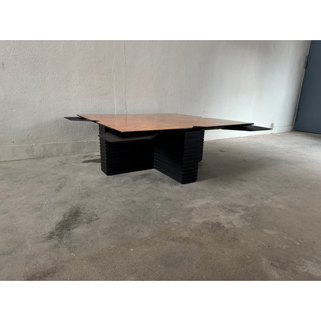 Mid-Century Modern Vintage Coffee Table in Burl Wood, 1980s For Sale - Image 3 of 10